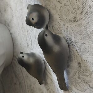 1959 Signed Ceramic Black Capped Chickadee Birds set of 3